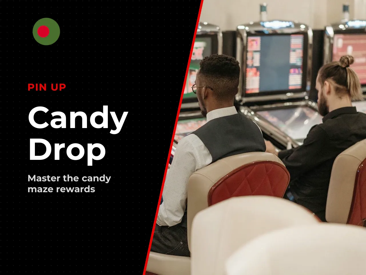 **Candy Drop** launches an independent bonus arcade where the player picks one of three coloured candies. The chosen candy then navigates a plinko-style maze packed with multipliers across four rows.